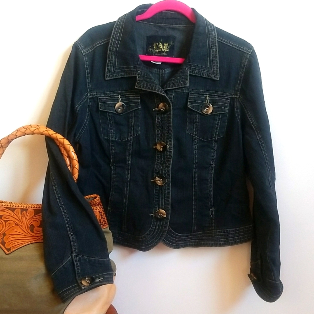 LIVE A LITTLE jean jacket dark denim 4 pockets